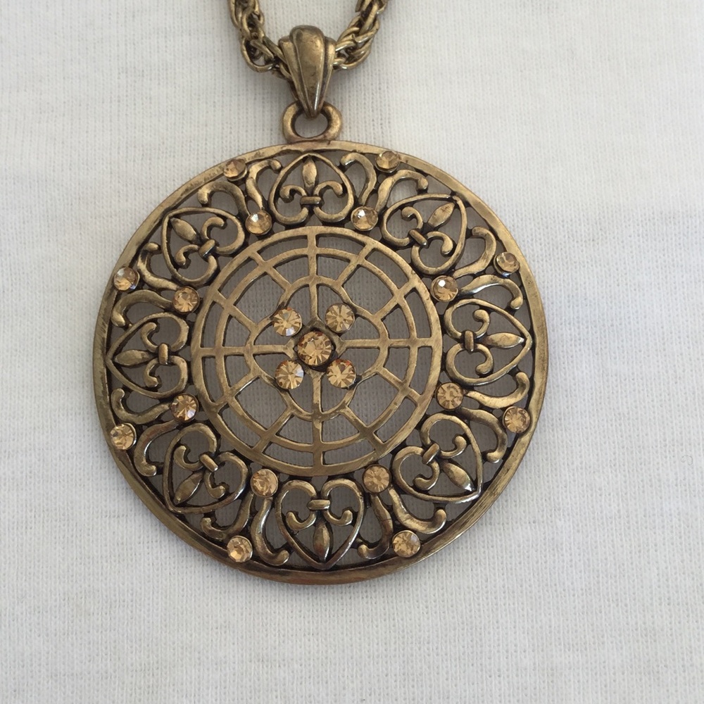 Antique Gold Medallion Necklace NEW